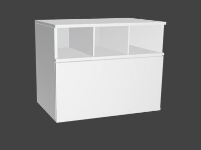Montageanleitung SOFT Schrank mit 3 offenen Fächern und einer großen Klappe Höhe 63,9cm, Tiefe 52 cm Montageanleitung SOFT Schrank mit 3 offenen Fächern und einer großen Klappe Höhe 63,9cm, Tiefe 52 cm von FRANK Schranksysteme