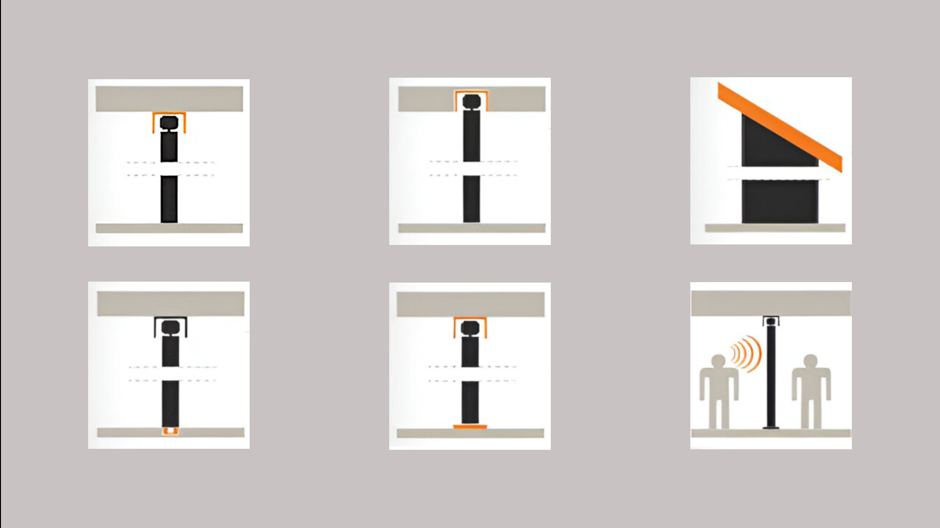 Icon zu technische Details zu unseren Schiebetüren DRIVE & FLY: Bodenschiene, Deckenmontage