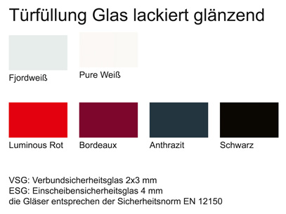 Schiebetürfüllungen Glas lackiert glänzend