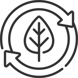 Langlebige Möbel von FRANK Schranksysteme Symbol für langlebige Möbel: Blatt im Recycling-Kreis – nachhaltige Qualität von FRANK Schranksysteme.