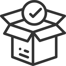 Nachhaltige Verpackung von FRANK Schranksysteme Icon einer geöffneten Box mit Haken – steht für nachhaltige Verpackung mit Recycling-Kartons und reduziertem Verpackungsmaterial.