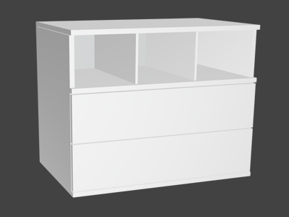Montageanleitung SOFT Schrank mit 3 offenen Fächern und 2 Schubladen Höhe 63,9cm, Tiefe 52 cm Montageanleitung SOFT Schrank mit 3 offenen Fächern und 2 Schubladen Höhe 63,9cm, Tiefe 52 cm von FRANK Schranksysteme