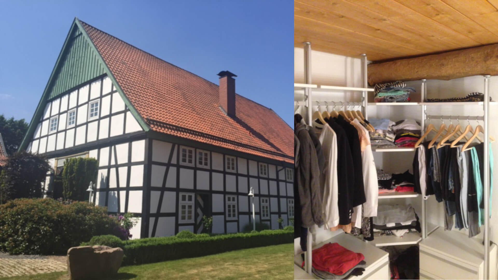 Kombination aus Altbau-Fachwerk und individuellem Schranksystem für schwierige Raumverhältnisse