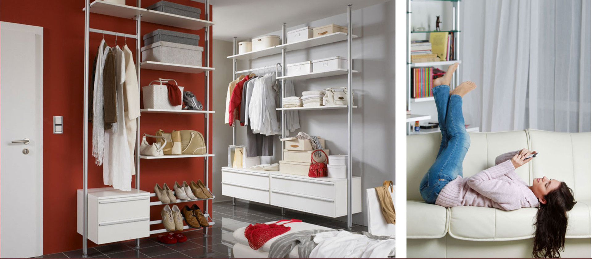 Modulares Regalsystem als begehbarer Kleiderschrank – clever & flexibel einrichten Modulares Regalsystem als begehbarer Kleiderschrank mit offener Kleideraufbewahrung und modernen Stauraumlösungen